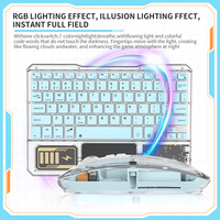 Clavier et souris miniatures transparents sans fil avec rétroéclairage RVB et pavé tactile pour iPad, tablette Android et PC