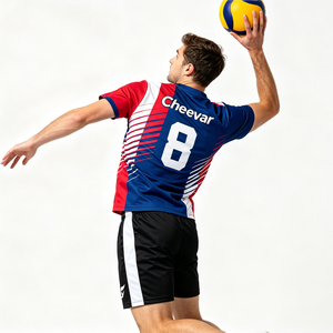 Maillots de volley-ball respirants pour hommes, t-shirt de volley-ball à col en V, vêtements de volley-ball - Product Image 3