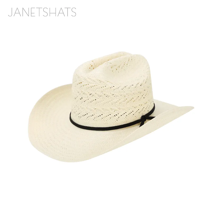 Linglong moda sol 100% fibra ahuecada hacia fuera blanco Southland paja sombrero de vaquero Chapu de vaquero Palha para hombres sombreros occidentales