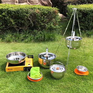 Outdoor <span class=keywords><strong>Camping</strong></span> And Mountaineering Cooking Pot Set Stainless SteelMultifunctional 8-Person Picnic Set Stainless Steel Pot - Product Image 5