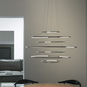 Nemo Drop 9 Chandelier Black Round LED Pendant <b>Light</b> <b>Remote</b> <b>Control</b> For Living And Dining Rooms - Product Image 3
