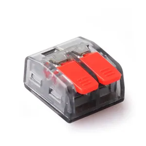 Electrical Compact Push-in Quick Connector 2pole Universal Compact Wire Wiring Connector Conductor Terminal Block With Red Lever