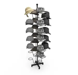 Exhibidor giratorio de Metal para sombreros, accesorio de pie para sombreros con ruedas, 7 niveles, 35