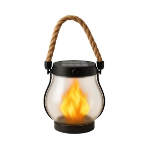 Lanterna Solare Ricaricabile USB con Luce LED, 22 LED Effetto Fiamma, Lampada Impermeabile da Appendere o da Tavolo per Campeggio e Tende - Product Image 1