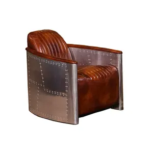 Estilo de aviación cigarro Club salón muebles vintage cuero genuino aviador silla Tomcat sillón con otomana