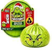 BYTOY Édition Noël Chaude Monstre Vert Pelucheux Grinch Bun Anti-Stress Jouet Créatif à Presser Boîte Mystère Cadeau Amusant