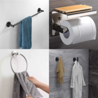 Accessoires sanitaires en acier inoxydable pour salle de bain, ensemble de cinq pièces, porte-serviettes, porte-mouchoirs, anneau porte-serviettes, crochet, ensemble pour hôtel