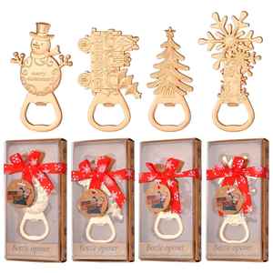 Cadeau en or pour Noël, ouvre-bouteille en alliage de zinc avec motif bonhomme de neige et arbre, pour utilisation en voiture, boîte cadeau - Product Image 2