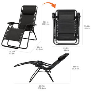 Silla de playa plegable de gravedad cero para trabajo pesado, tumbona ajustable de Metal para exteriores para patio, Hotel, Villa, uso en la playa - Product Image 2