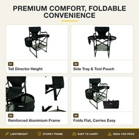 Chaise de maquillage pliante haute et confortable en alliage d'aluminium et tissu Oxford, portable et moderne pour l'extérieur (Test de lot 1)