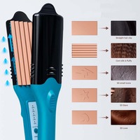 Outil de coiffage interchangeable 2 en 1, lisseur et fer à boucler, fer à onduler profond, fer à friser