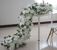 Guirlande de fleurs artificielles O-R001 pour mariage, rangée de fleurs en soie blanches et roses, centres de table, chemins de table pour arche de mariage
