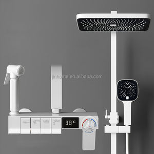 Ensemble <span class=keywords><strong>de</strong></span> douche thermostatique en cuivre <span class=keywords><strong>gris</strong></span> pistolet affichage <span class=keywords><strong>de</strong></span> la température système <span class=keywords><strong>de</strong></span> douche cascade hôtel <span class=keywords><strong>salle</strong></span> <span class=keywords><strong>de</strong></span> <span class=keywords><strong>bain</strong></span> colonnes <span class=keywords><strong>de</strong></span> douche - Product Image 4