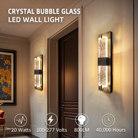 Applique murale LED extérieure en verre cristal bulle de 16 pouces, 5 températures de couleur réglables (2700K-5000K), étanche IP65, luminaire extérieur moderne