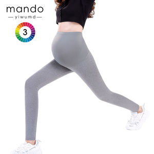 Leggings per donne incinte morbidi comodi come se non indossate niente Leggings premaman in cotone nero grigio - Product Image 3