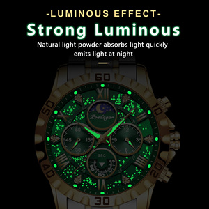 Montre de luxe pour homme Poedagar 973, cadran étoilé, chiffres romains sertis de diamants, chronographe, phases de lune, bracelet <span class=keywords><strong>en</strong></span> acier, étanche, vente <span class=keywords><strong>en</strong></span> gros d'usine - Product Image 3