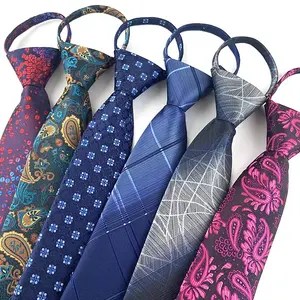 Polyester jacquard woven high density zip ties business zipper tie necktie for men