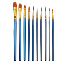 10 pièces/ensemble Nylon artiste pinceau professionnel aquarelle acrylique manche en bois peinture à l'huile stylos Art fournitures papeterie