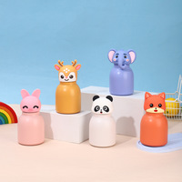 Botol minum anak-anak berinsulasi dengan desain kepala hewan kartun lucu, tutup berbentuk gajah, desain kepala rusa yang imut, cocok untuk di meja sekolah dan bepergian.