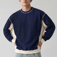 Sweat-shirts en molleton bouclette amples à col rond, patchwork, avec impression en relief et blocs de couleur, vente en gros