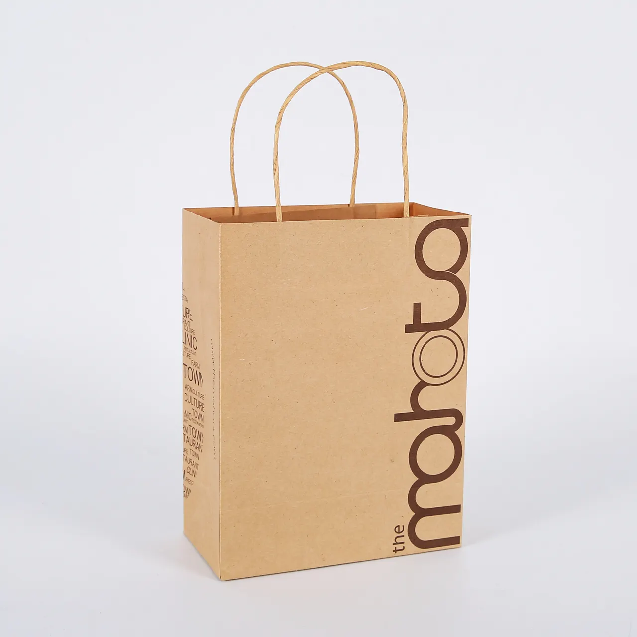 Bolsas de papel de embalaje personalizadas listas para llevar comida, pequeñas bolsas de papel kraft marrón, para restaurante