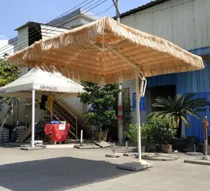 9ft Heavy Duty Pool Side Pole Cantilever Pagoda Palapa Fancy Garden Parasol Outdoor Patio Straw Tiki Palm Thatch Umbrella