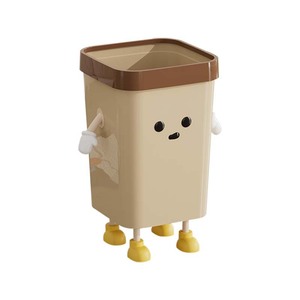 Square Waste <b>Bin</b> With Lid And Feet For Living Room Bathroom Indoor Use - Product Image 3