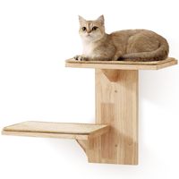 Table à sauter pour chat et support mural avec hamac à deux niveaux, tapis en sisal - Conception murale en bois