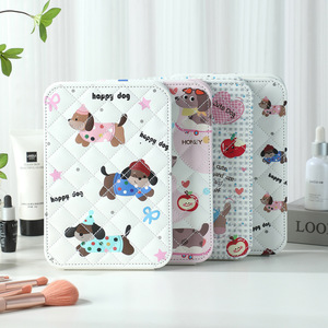 <b>Foldable</b> Makeup <b>Mirror</b> Portable Handheld Glass Lens Cute Dog Design For Students Dormitory Desktop Use - Product Image 1