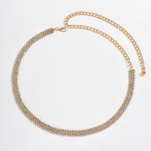 Hot Selling Nieuwe Volledig Boor Metalen Ketting Vrouw Riem Goud Sexy Taille Riem Ontwerper Mode Keten Lichaam Sieraden