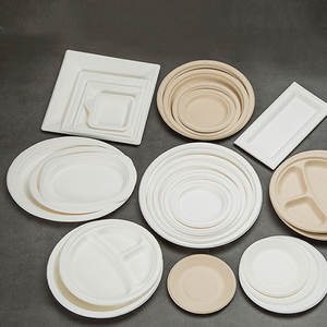 Assiettes jetables rondes personnalisées en bagasse, réutilisables et écologiques pour mariages, fêtes, traiteurs, événements et camping - Product Image 2