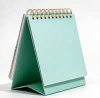 Calendrier de bureau sur le thème de la vie côtière, imprimé sur mesure, base triangulaire en papier, calendrier de table en spirale, vente en gros OEM/ODM