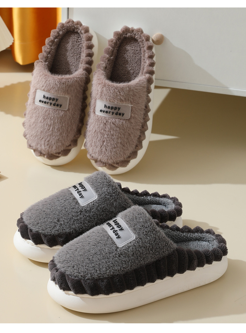 China Wholesale Cotton Slippers for Men Thick Sole Winter Warm Slippers Women