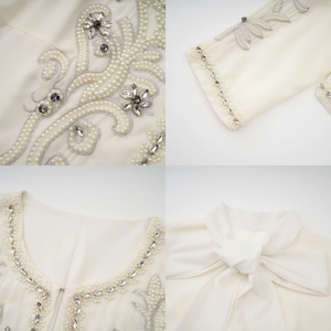 Ensemble formel modeste deux pièces, haut à manches longues perlé, robes longues plissées sans manches, <span class=keywords><strong>robe</strong></span> de soirée islamique de luxe pour femmes, Eid - Product Image 2