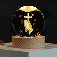 Günstige Großpackung Hochwertige 3D 60MM Kristallkugel Lasergravierte Nachtlichter Religiöse Dekoration Kristallkugel für Heimdekoration