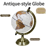 Globe terrestre vintage de bureau sur support métallique avec base en papier, ornement géographique anglais de haute qualité pour la maison et l'étude, rotatif, certifié CE ROHS