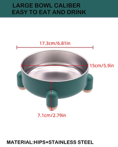 Elevated Dog Bowl Eco-Friendly <b>Large</b> Stainless Steel Easy-Cleaning Pet Feeding Bowl with No-Slip High Foot Plastic Holder - Product Image 6