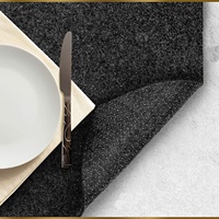Tapis de Table rond en feutre, antidérapant, gris foncé, 6 pièces, dessous de verre, pour Set