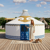 Tente de glamping de luxe quatre saisons en toile de coton + tissu Oxford PVC, type tube, installation facile, style mongol, surface de 9 à 30 m²