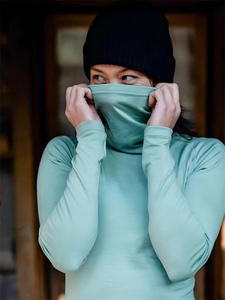 100% <span class=keywords><strong>Laine</strong></span> Mérinos <span class=keywords><strong>Sous</strong></span>-vêtement Thermique à Manches Longues Col Roulé pour Femmes Anti-odeurs Hiver Ski Randonnée Extérieur - Product Image 1
