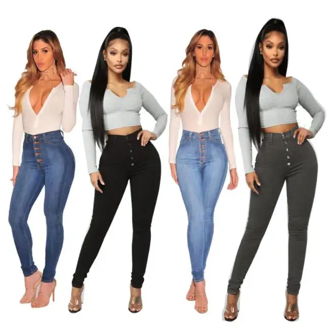 Europese En Amerikaanse Mode Vrouwen Jeans Broek Voorraad Groothandel Goede Elastische Denim Jeans Broek Voor Vrouwen 2022