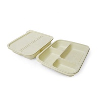 Boîte alimentaire jetable en amidon de maïs de couleur blanche, boîte à lunch à 4 compartiments, conteneur biodégradable pour la restauration rapide à emporter avec couvercle