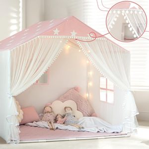 Tenda da Gioco <span class=keywords><strong>Rosa</strong></span> per Bambini con Tende a Pompon, Grande Casetta Gioco per Bambine e Bambini - Product Image 5