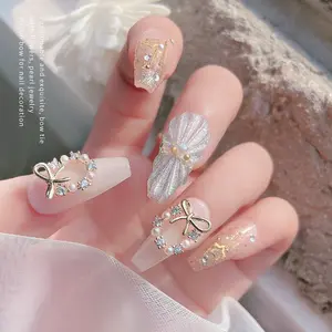 Ornamento di natale farfalla fiocco gioielli per unghie zircone charms natalizi lega di metallo natale nail art