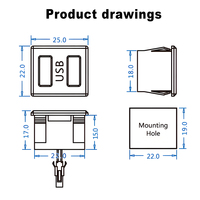 Câble Moviitroni double couche USB femelle Type-C avec prise de charge 2A et prise pour lampe (plastique)