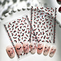 Autocollants 5D Stéréo en Gros pour Ongles, Décorations de Noël Feuilles de Houx et Baies Rouges, Décalcomanies Auto-Adhésives pour Ongles, Fournitures de Salon de Manucure