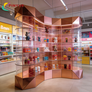 Vitrine d'exposition personnalisée en acrylique avec éclairage LED, décoration pour boutique de jouets, vitrine haute vintage en verre et acrylique pour objets de collection - Product Image 1