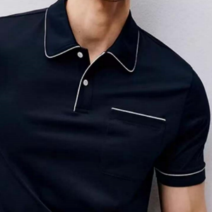 <span class=keywords><strong>Chemise</strong></span> en <span class=keywords><strong>coton</strong></span> tissé pour homme - Col contrastant, fermeture éclair, manches courtes, respirante, coupe ajustée, style business décontracté, pour le golf, été - Product Image 6