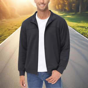 Men's Recycled Nylon Color Blocking Soft Shell <b>Workout</b> <b>Jacket</b> Full Zip Breathable Stand Collar Light Coat with Pockets Zipper - Product Image 2