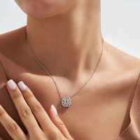 Meilleure vente 925 argent magnétique coeur Zircon fleur pendentif collier trèfle à quatre feuilles connecter collier femmes bijoux fins